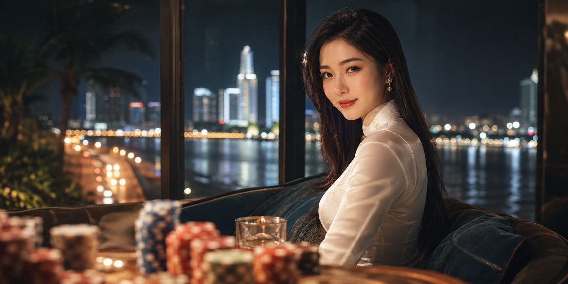 Phụ nữ Việt Nam mặc áo dài tại Mũi Né theo dõi kết quả xổ số và jackpot trên điện thoại